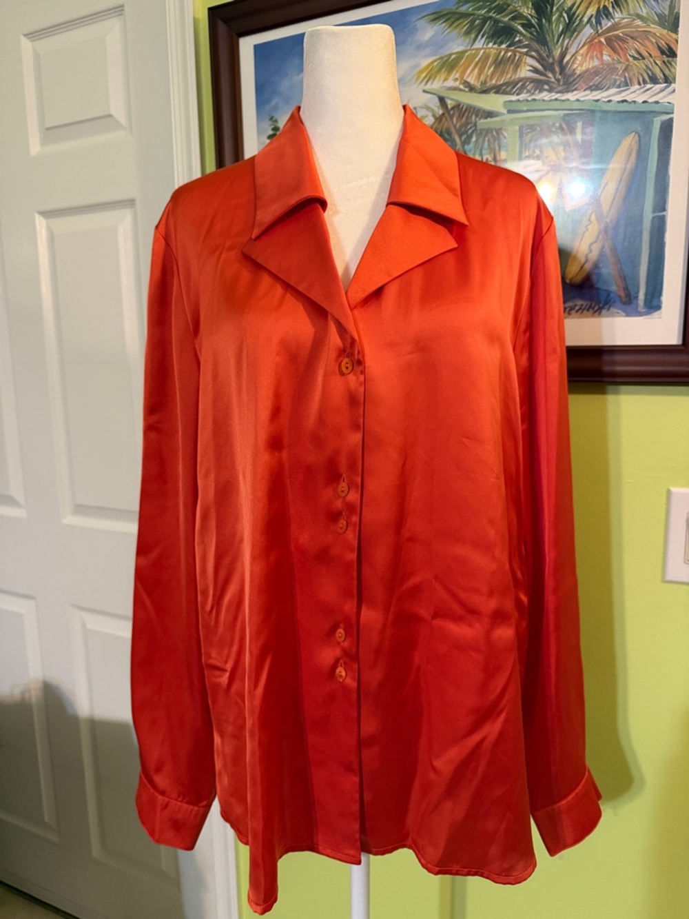 Women's Satin Button-Front Blouse